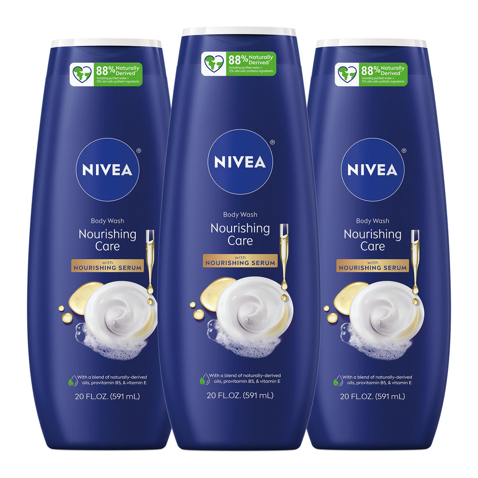 NIVEA front packaging showing nourishing-care and bottle design