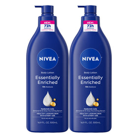 NIVEA front view pump bottle showing label and easy dispensing benefit
