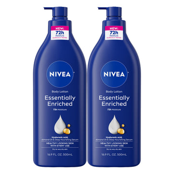 NIVEA front view pump bottle showing label and easy dispensing benefit