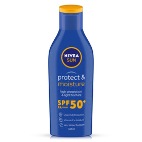 NIVEA front tube SPF 50 showing compact travel size and clear branding for protection