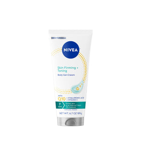 NIVEA tube front view showing product benefits and firming claim