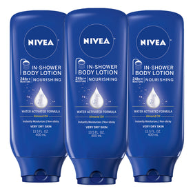 NIVEA front packaging showing three bottles and product clarity benefit