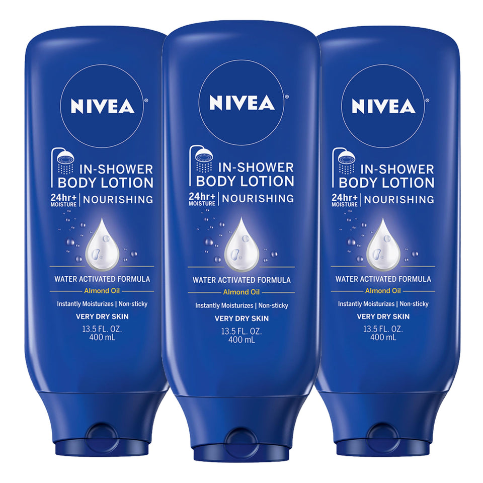 NIVEA front packaging showing three bottles and product clarity benefit