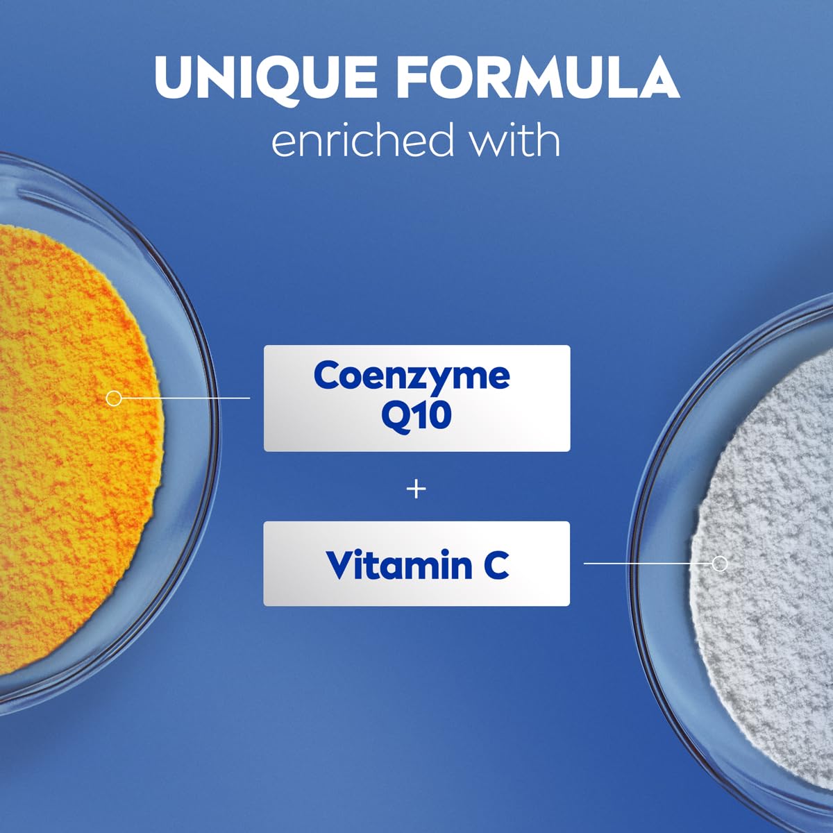 NIVEA ingredients display highlighting Q10 and Vitamin C benefits