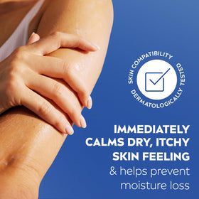 Applying NIVEA lotion to hands to relieve dryness and soothe skin