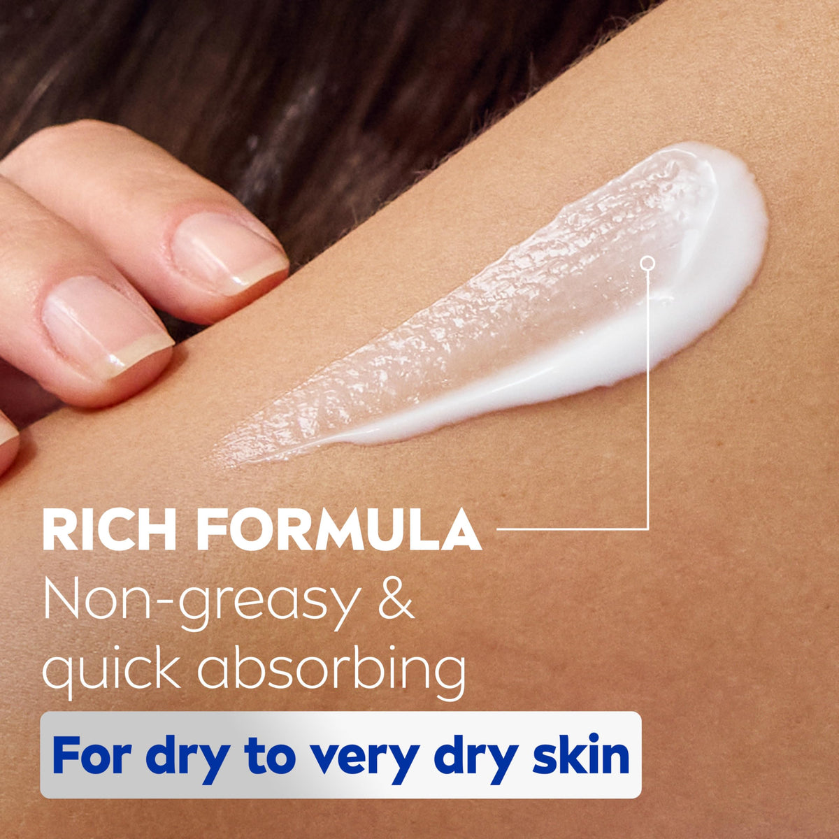 NIVEA on elbow showing improved skin texture and visible smoothing effect