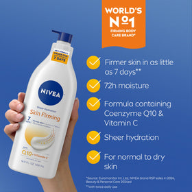 NIVEA lotion pump dispensing creamy texture for long-lasting 72-hour moisture
