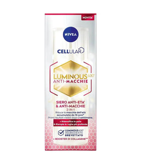 NIVEA Cellular Luminous630 serum droplet on fingertip displaying silky texture and quick absorption benefit