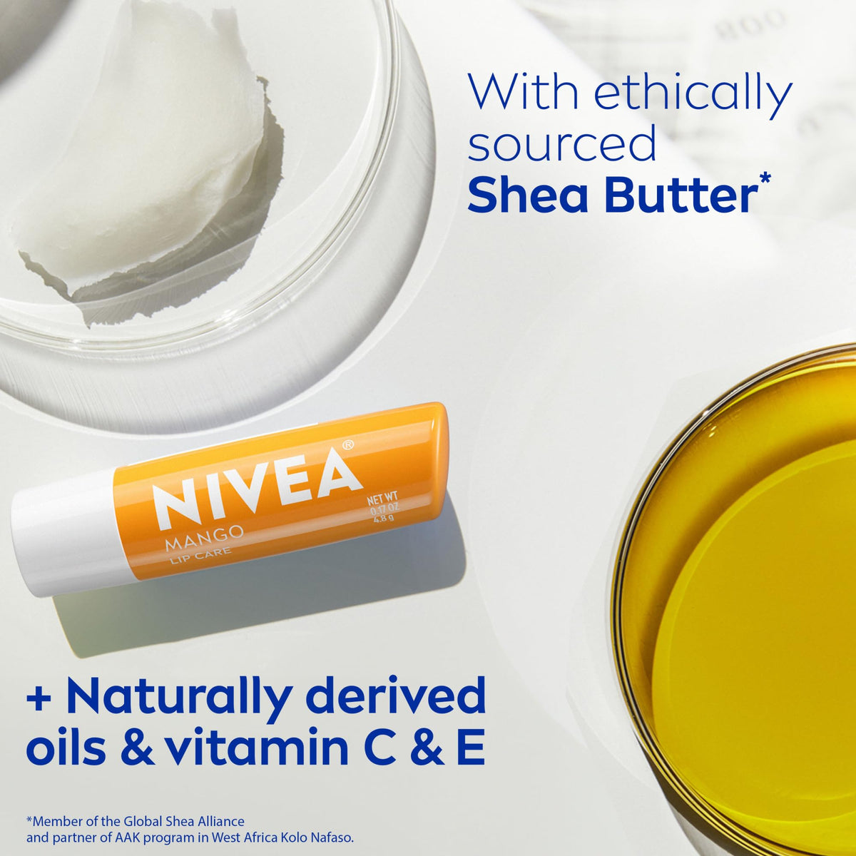 NIVEA mango lip balm on office desk showing quick everyday use