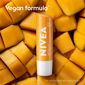 NIVEA mango lip balm inside travel bag ready for on-the-go hydration