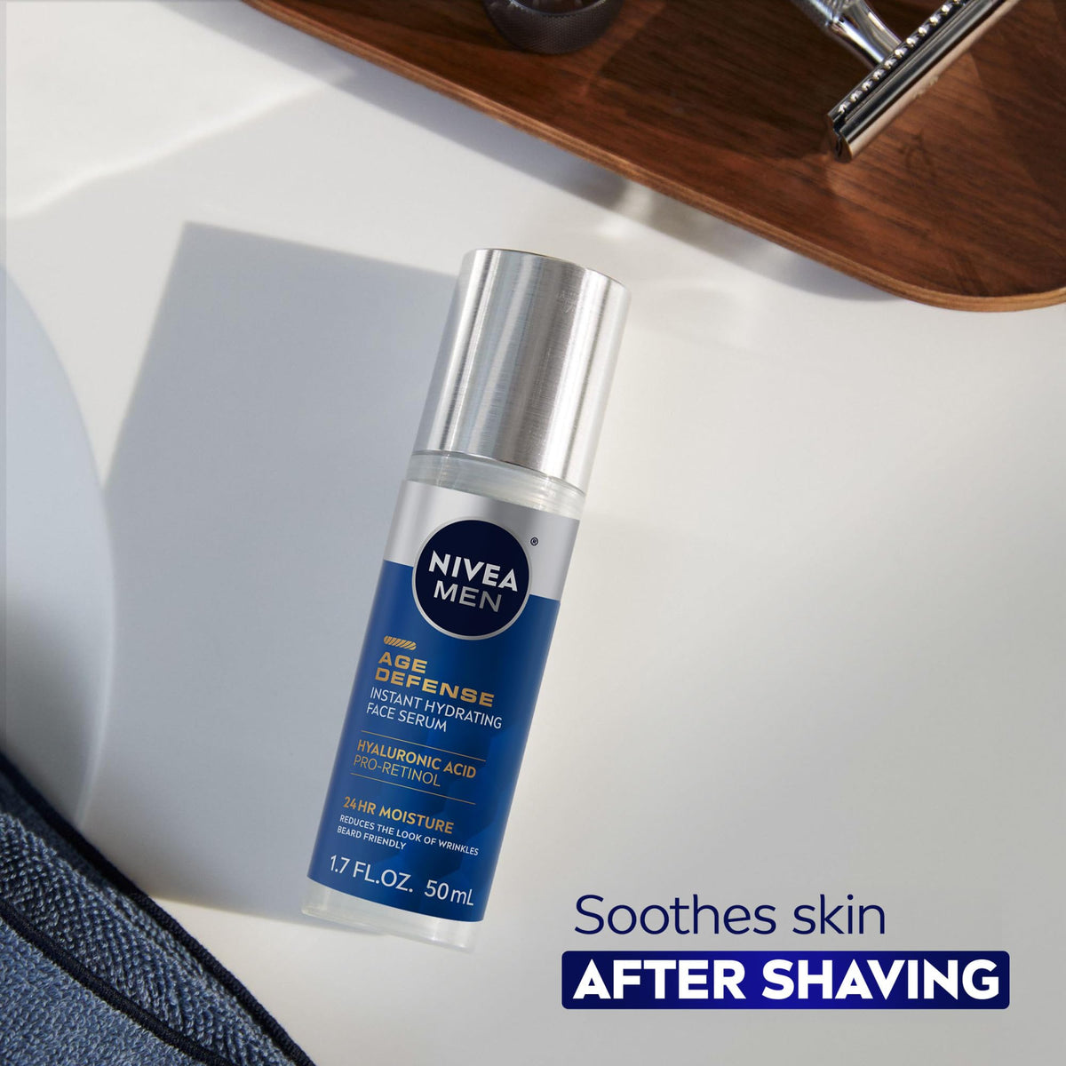NIVEA MEN applied after shaving to soothe skin and reduce irritation