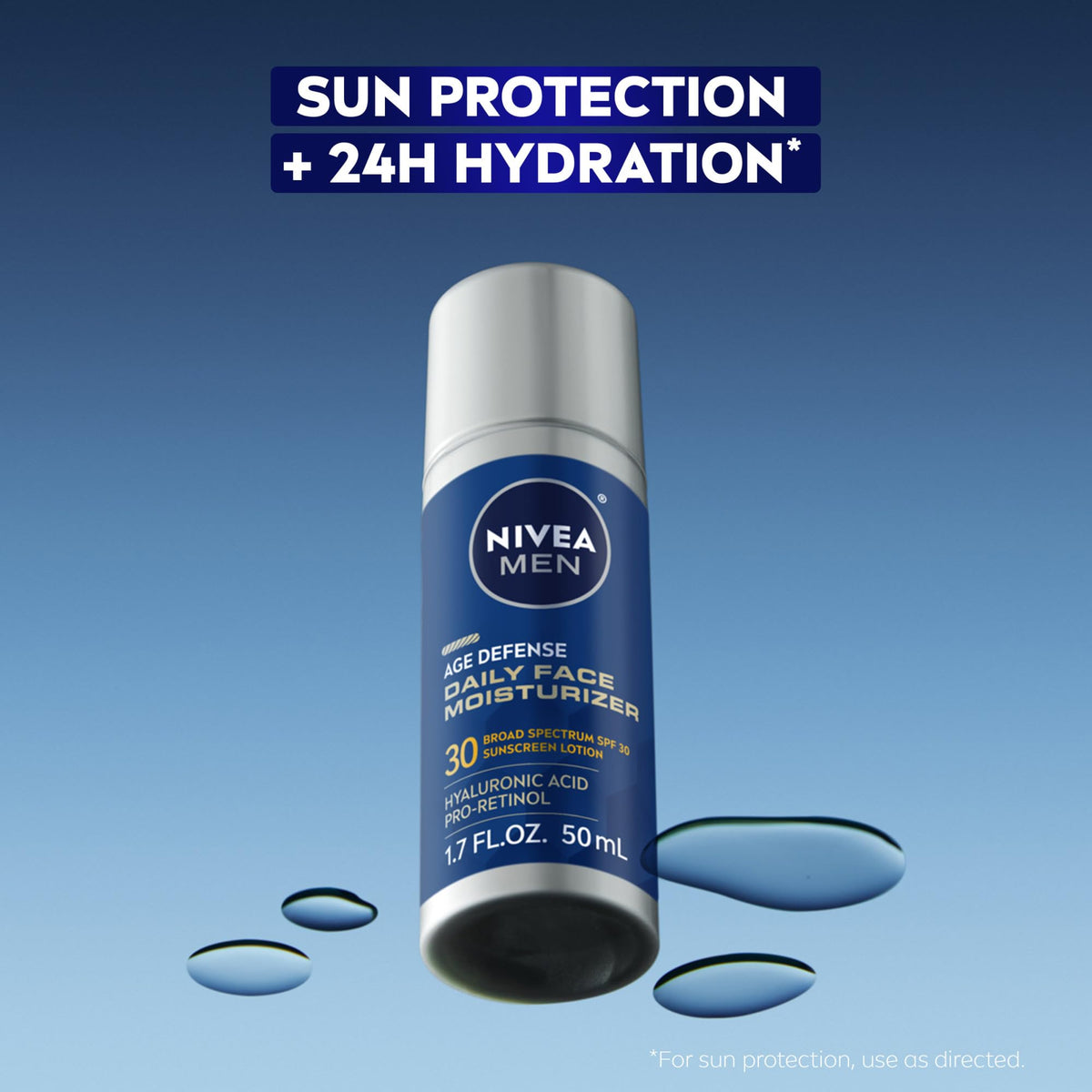 NIVEA MEN back label closeup with ingredients and usage instructions