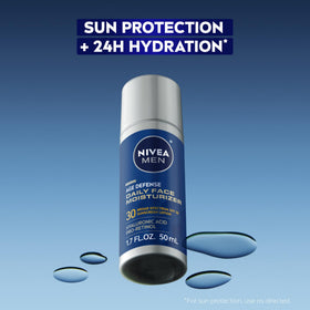 NIVEA MEN back label closeup with ingredients and usage instructions
