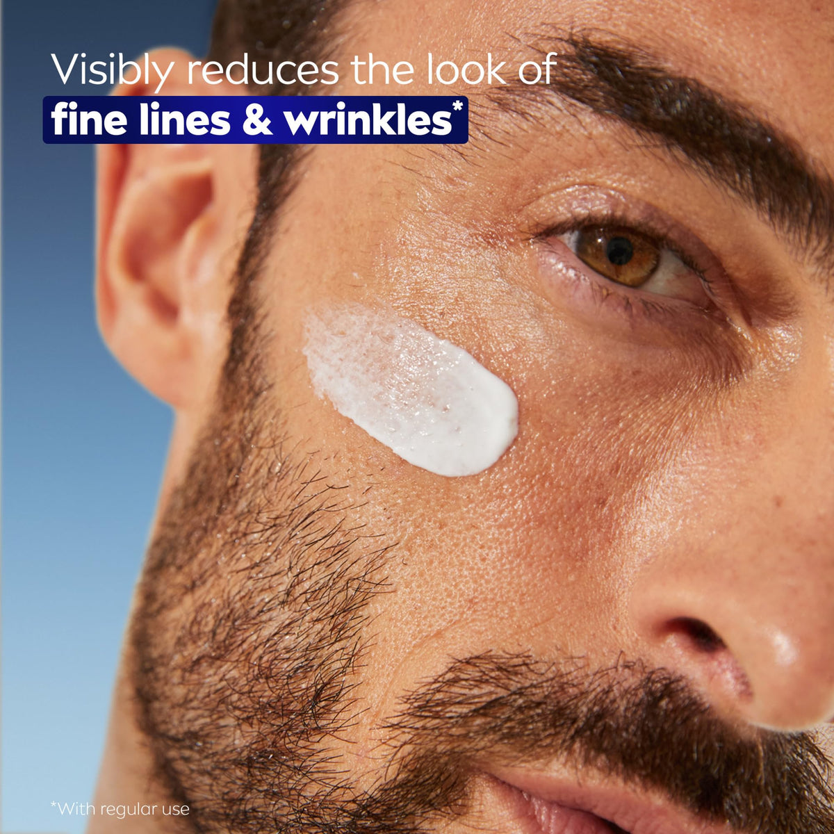 NIVEA MEN applied around beard showing non‑greasy finish benefit