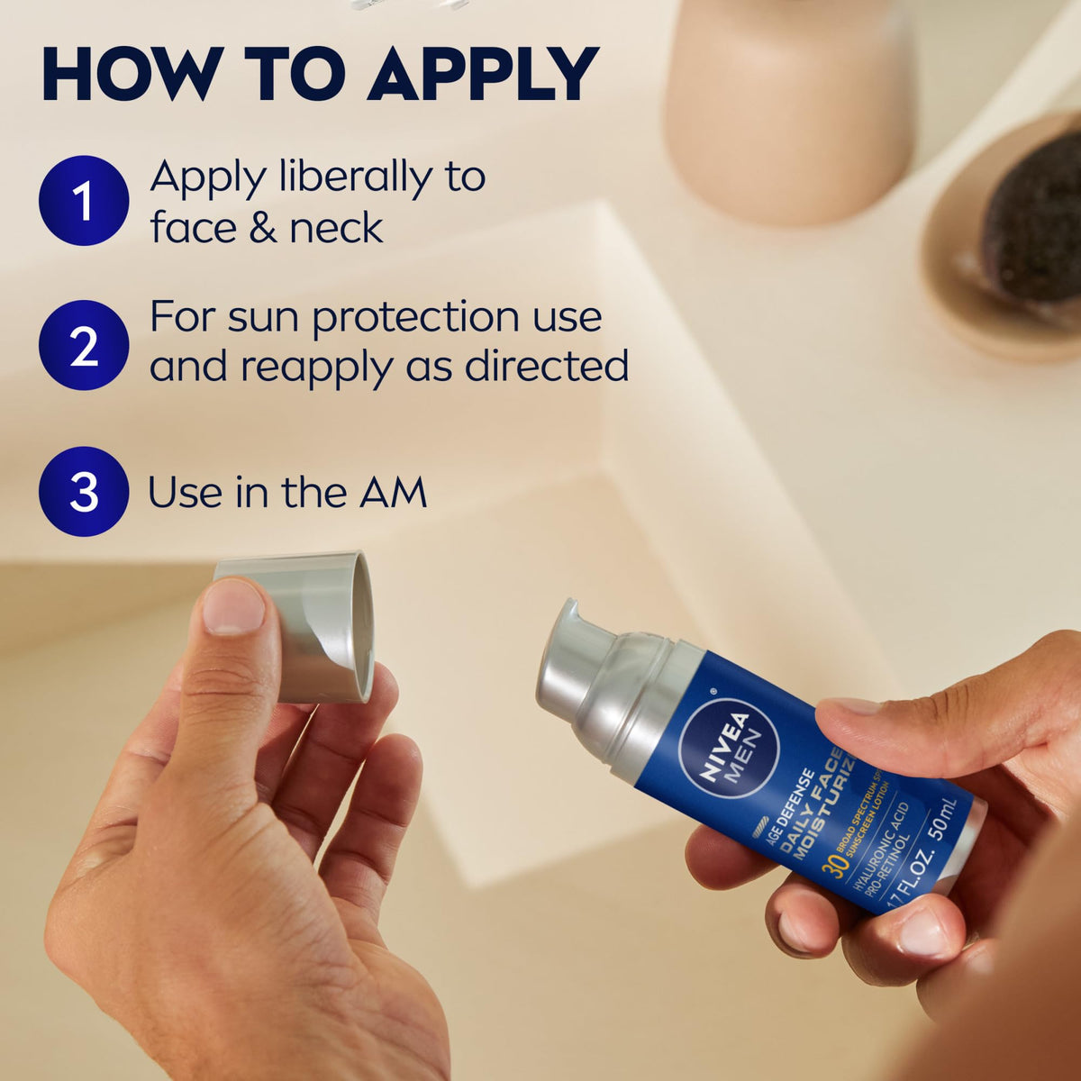 NIVEA MEN bottle staged with shaving brush and comb for grooming