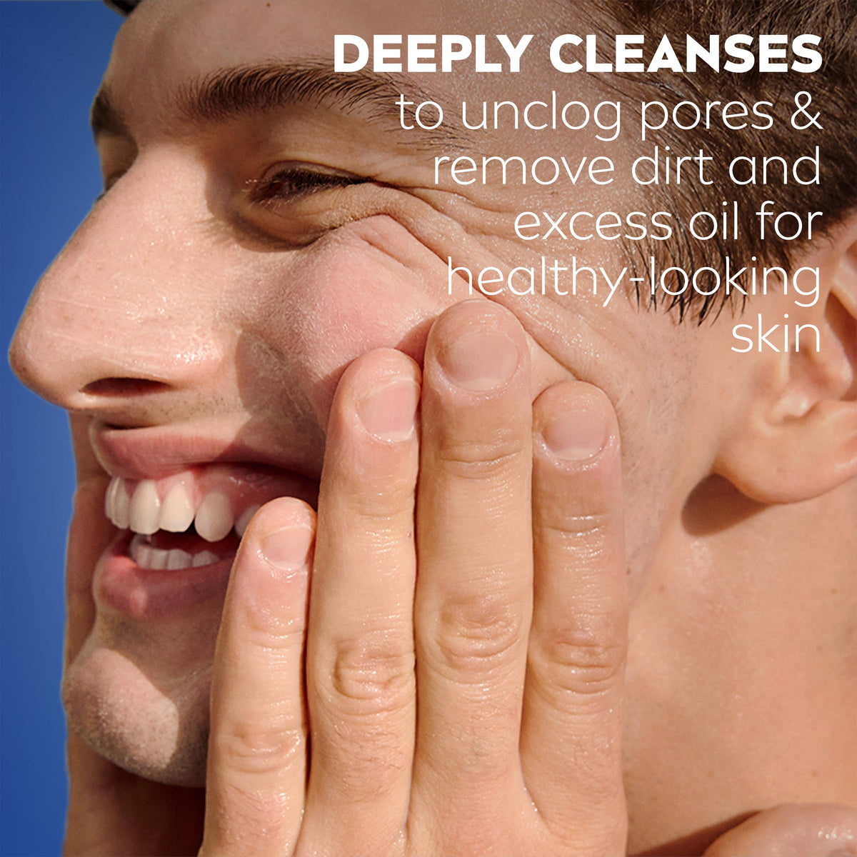 NIVEA MEN being applied through beard demonstrating beard-friendly cleansing benefit