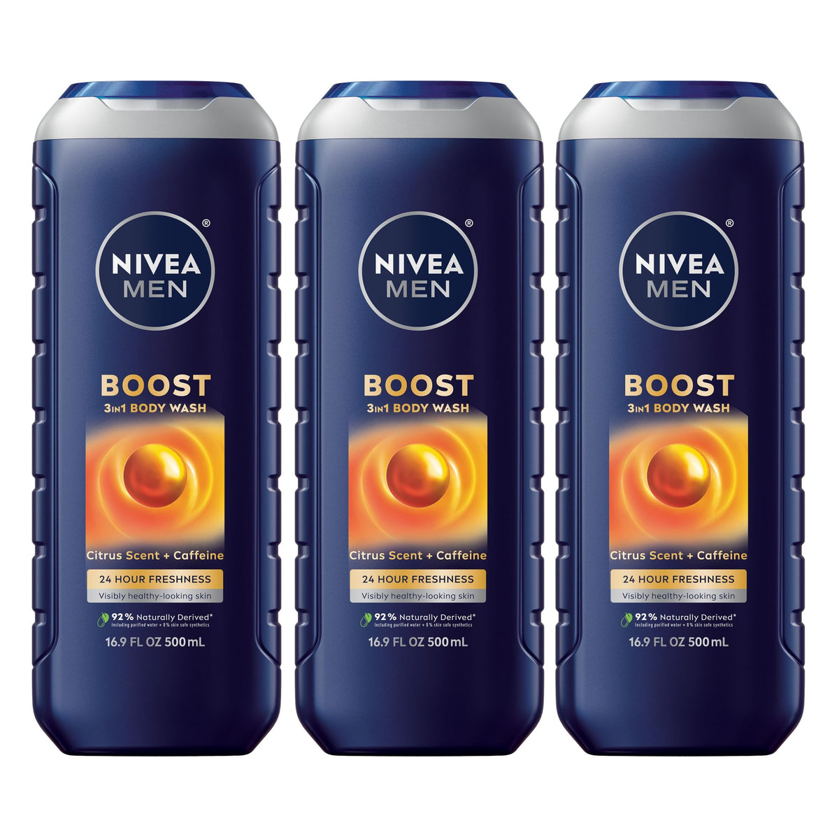 NIVEA MEN front bottle showing citrus scent and energizing benefit