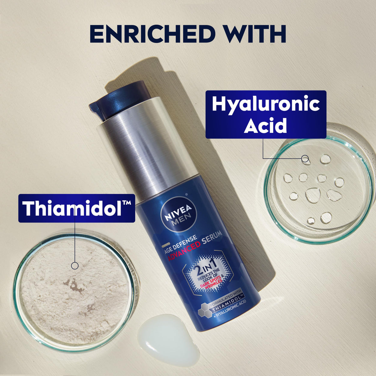NIVEA MEN bottle held in hand to show compact 1 fl oz size