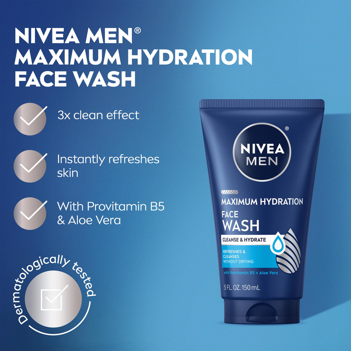 NIVEA MEN lotion texture close-up showing lightweight absorption and hydration