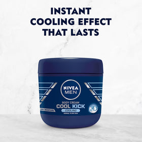 NIVEA men open cap and cream texture highlighting quick absorption benefit