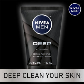 NIVEA MEN model washing beard demonstrating effective cleansing