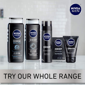 NIVEA MEN tubes on bathroom shelf suggesting daily grooming routine