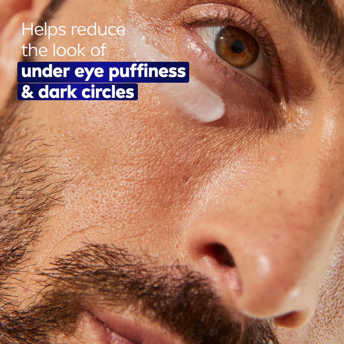 NIVEA MEN before and after visual showing reduced puffiness and fresher-looking eyes