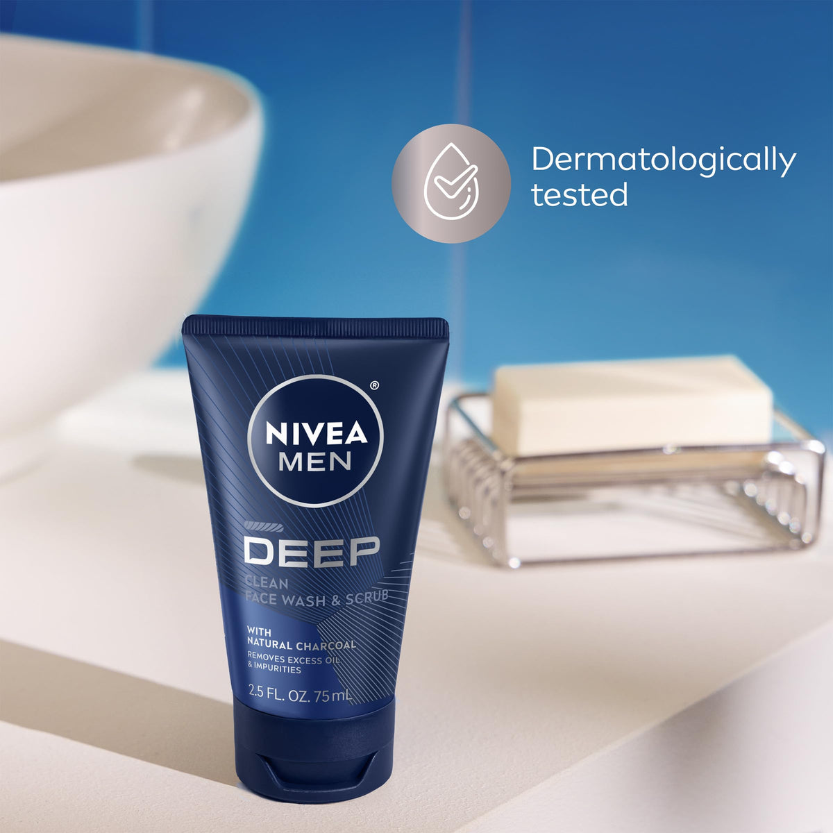 NIVEA MEN lather on hand showing foaming action for deep-cleaning performance