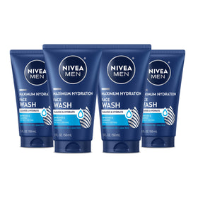 NIVEA MEN front view of four tubes showing pack convenience and daily protection