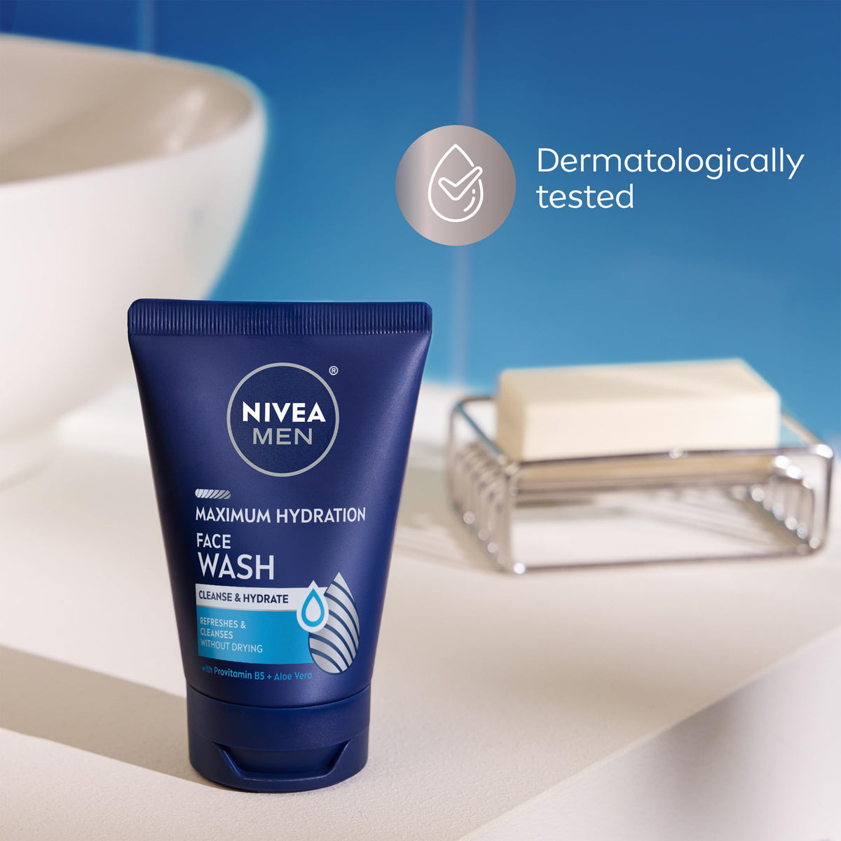 NIVEA MEN ingredients label clear shot showing Aloe Vera and Provitamin B5 benefits