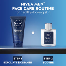 NIVEA MEN tubes styled on bathroom shelf showing daily routine compatibility