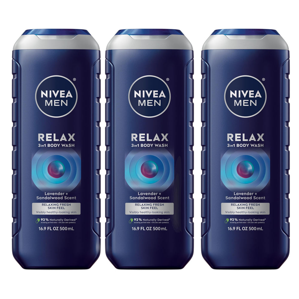 NIVEA MEN front bottle showing scent and 3-in-1 benefits