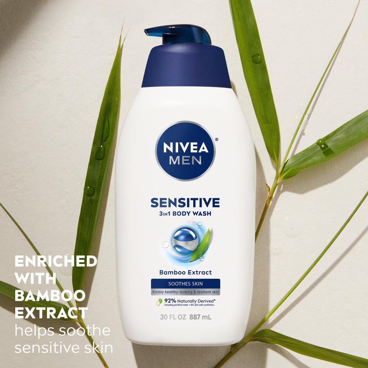NIVEA MEN close-up of bamboo extract visual representing soothing and moisture support