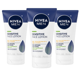 NIVEA MEN front packaging showing SPF 15 and sensitive formula benefit