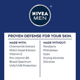NIVEA MEN lotion placed beside shaving wash in bathroom routine setup