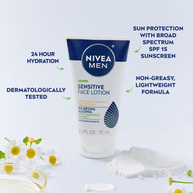 NIVEA MEN chamomile and witch hazel ingredients emphasizing calming benefits