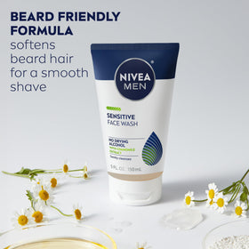 NIVEA MEN shaving foam applied to face illustrating reduced irritation during shave