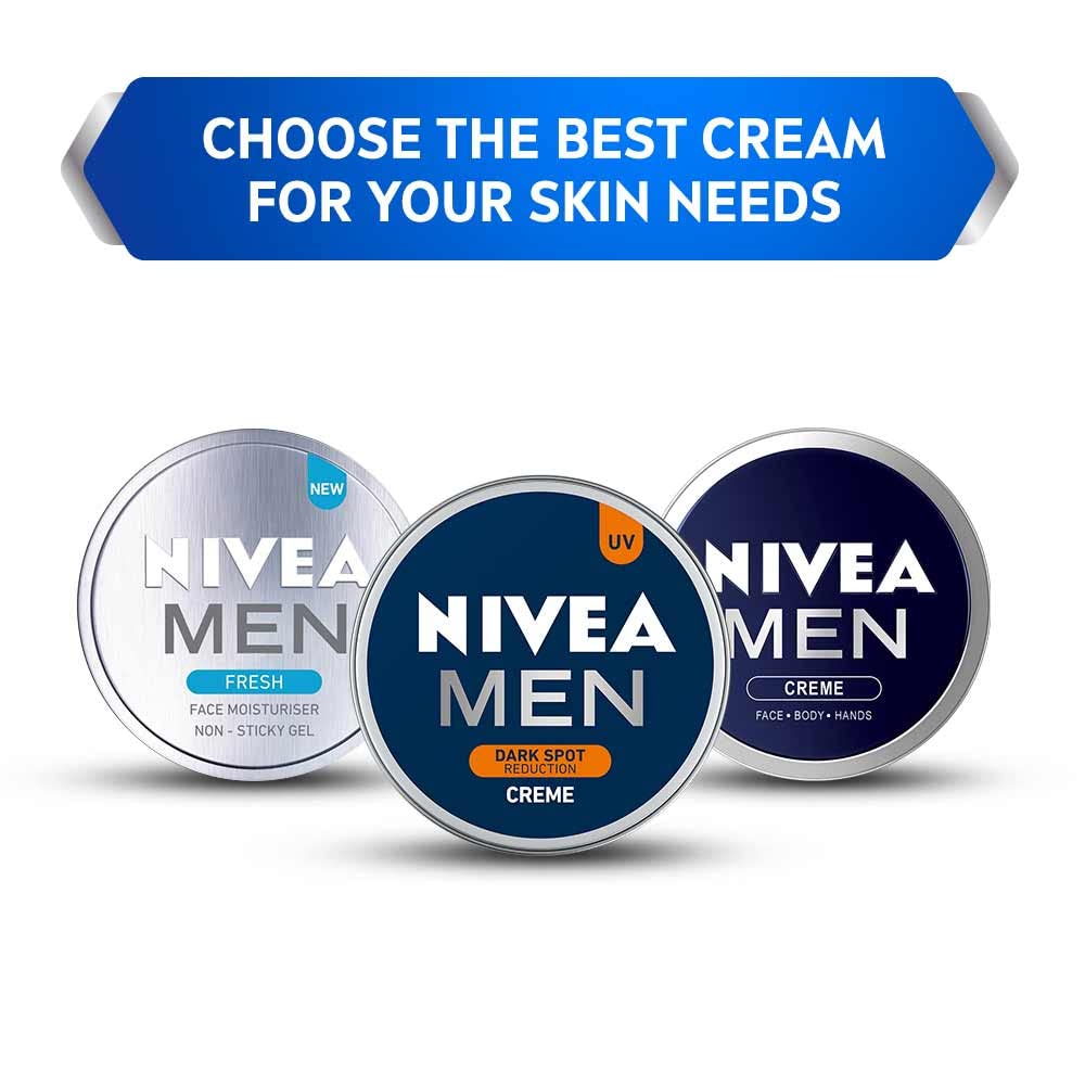 NIVEA MEN 75ml next to everyday items showing compact travel-friendly size benefit