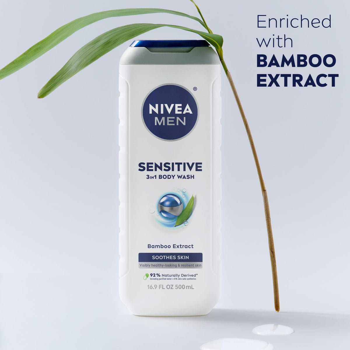 NIVEA MEN products held in hands showing real-life size and travel readiness