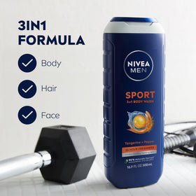 NIVEA MEN back label with ingredient list showing vegan, paraben-free benefits