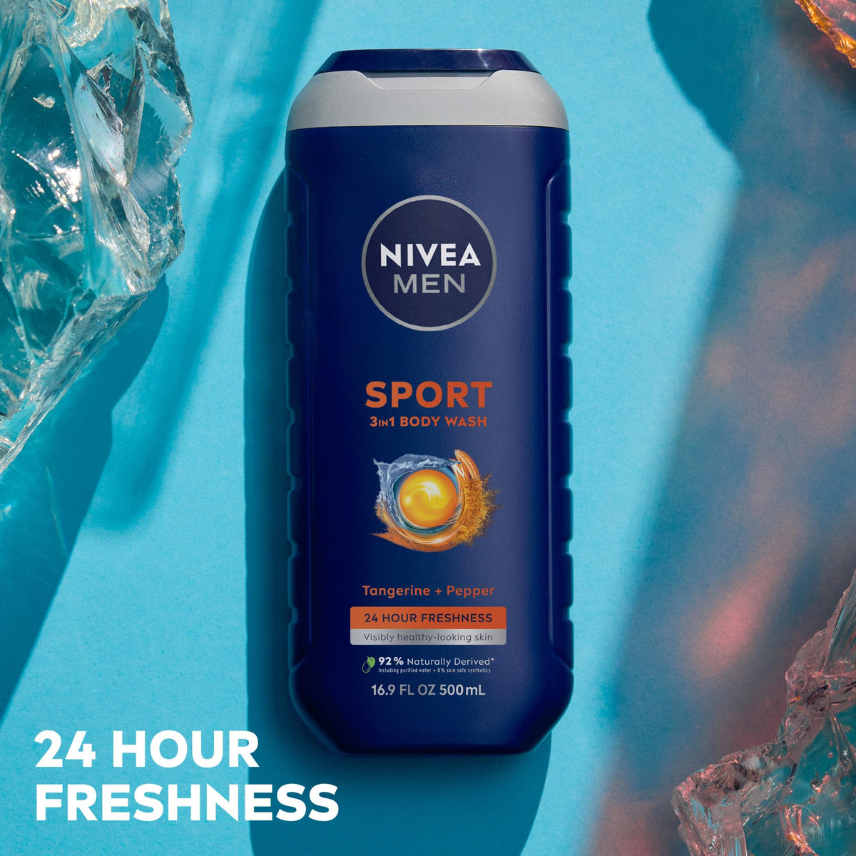 NIVEA MEN pump dispensing lather for quick hair face and body cleansing benefit
