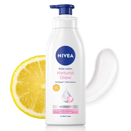 NIVEA bottle front label showing product name and SPF 15 benefit