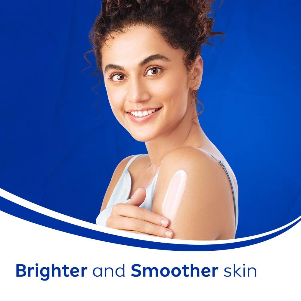 NIVEA bottle on bathroom shelf in lifestyle setting conveying daily routine use