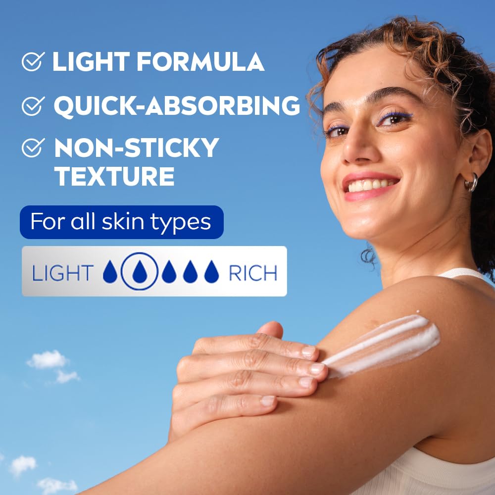 NIVEA pump dispensing lotion illustrating easy, controlled application