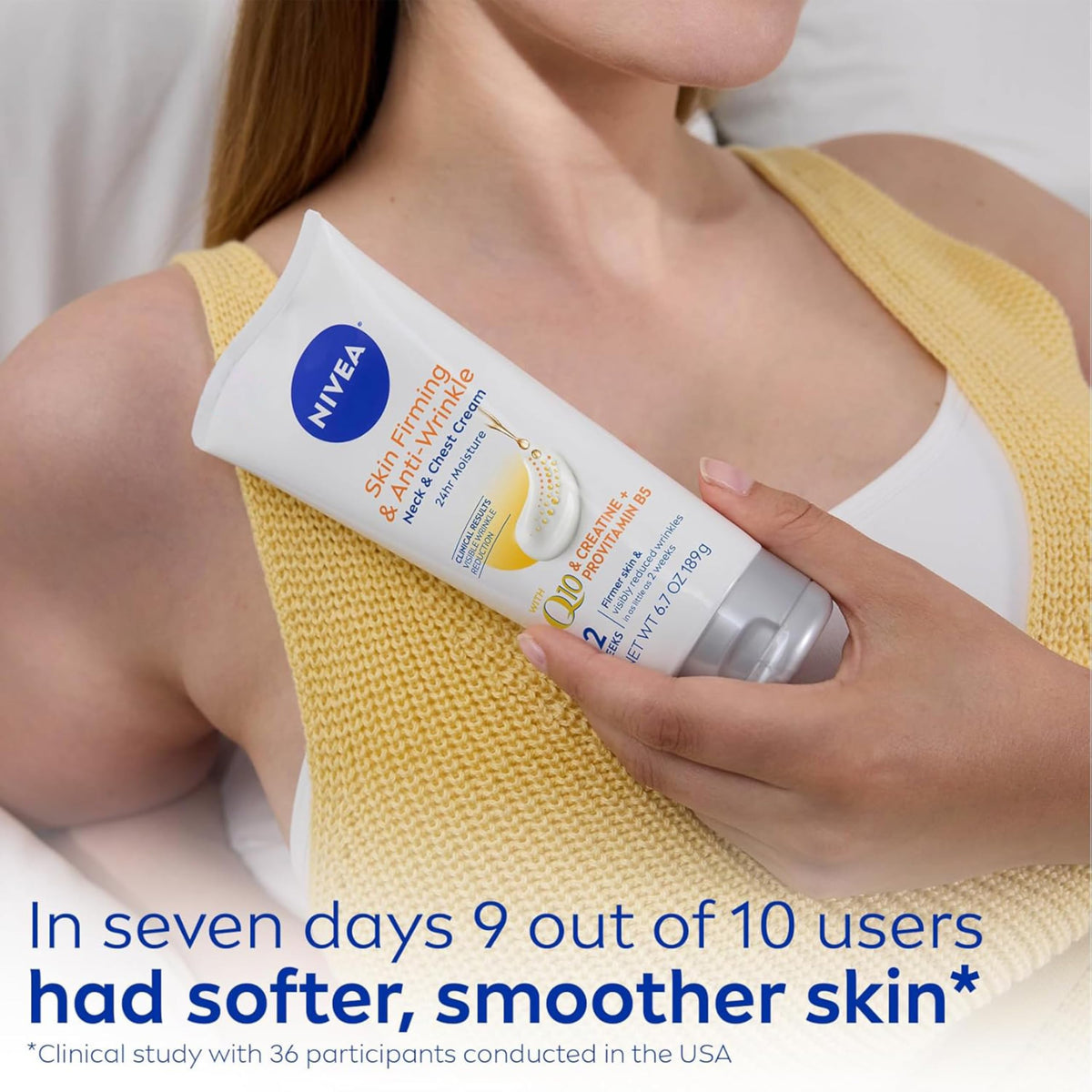 NIVEA ingredients visual with Q10 and Creatine emphasizing renewal support