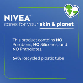 NIVEA recycled plastic tube packaging highlighting eco-conscious materials benefit