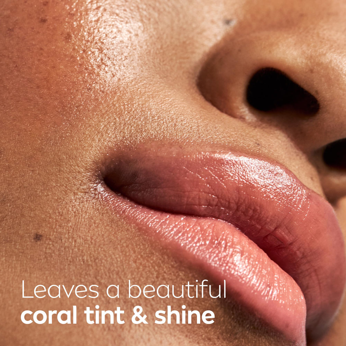 NIVEA coral tint on lips displaying natural color and subtle shine