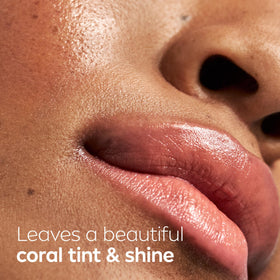 NIVEA coral tint on lips displaying natural color and subtle shine