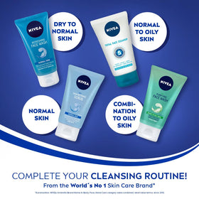 NIVEA facial wash staged with towel and moisturizer for skincare routine