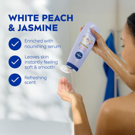 NIVEA bottle dispensing creamy lather for gentle cleansing benefit